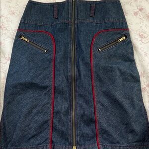 Judi Rosen Denim Skirt with Red Accents